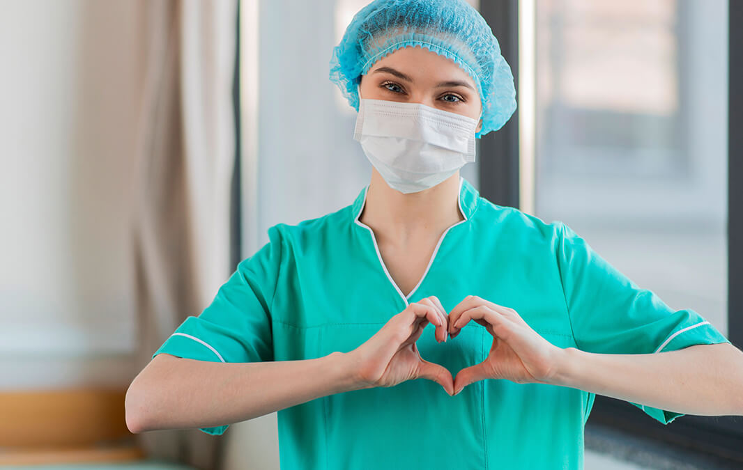 Nurse Making Hearth Shape with Hands